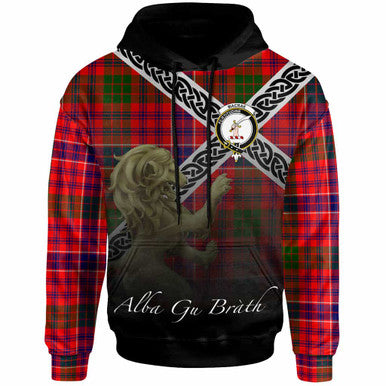 Scottish MacRae Clan Crest Tartan Hoodie - Scotland Lion Front Side Tartan Plaid