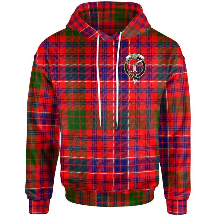 Scottish MacRae Clan Crest Tartan Hoodie Front Side Tartan Plaid