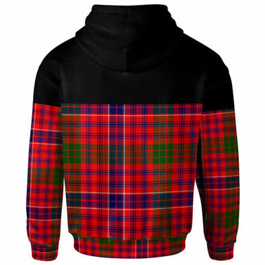 Scottish MacRae Clan Crest Tartan Hoodie - Horizontal Style Back Side Tartan Plaid