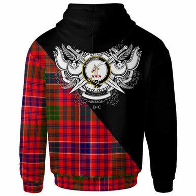 Scottish MacRae Clan Crest Tartan Hoodie - Military Logo Back Side Tartan Plaid