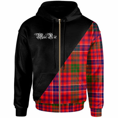 Scottish MacRae Clan Crest Tartan Hoodie - Military Logo Zip-up Tartan Plaid