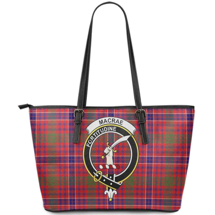 Scottish MacRae Clan Crest Tartan Leather Tote Tartan Plaid