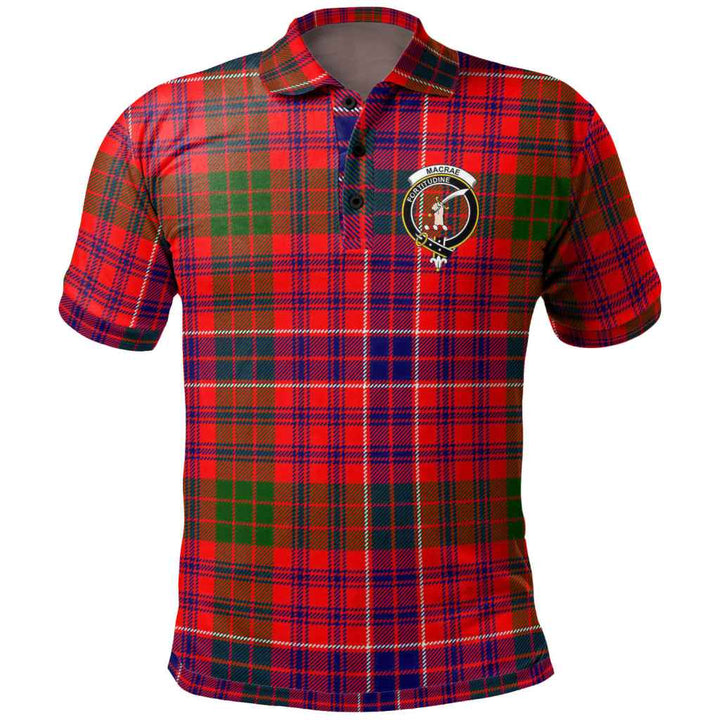 Scottish MacRae Clan Crest Tartan Polo Shirt Front Side Tartan Plaid