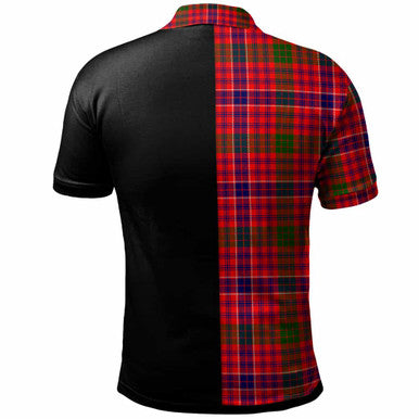 Scottish MacRae Clan Crest Tartan Polo Shirt - Half in Me Back Side Tartan Plaid