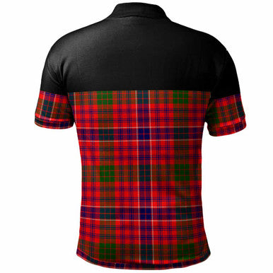 MacRae Dress Modern Tartan Polo Shirt - Lion Rampant And Celtic Thistle Style