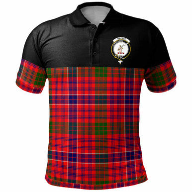Scottish MacRae Clan Crest Tartan Polo Shirt - Horizontal Style Front Side Tartan Plaid