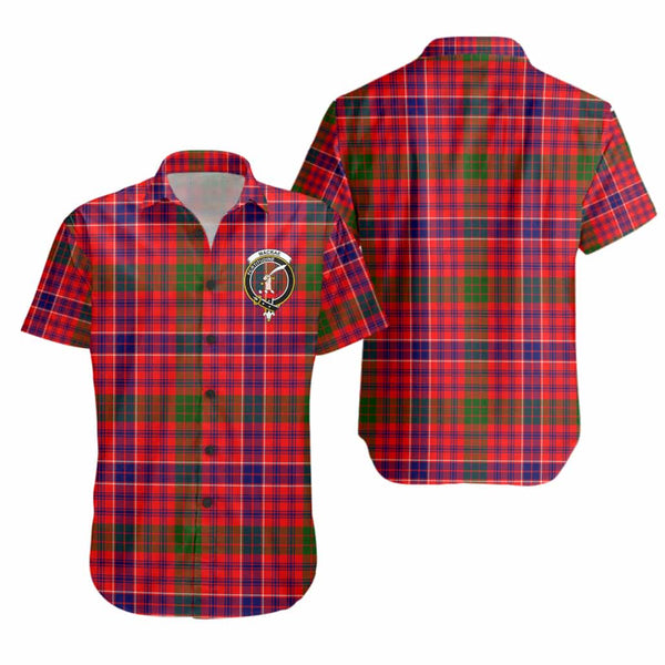 Scottish MacRae Clan Crest Tartan Short Sleeve Shirt Tartan Plaid