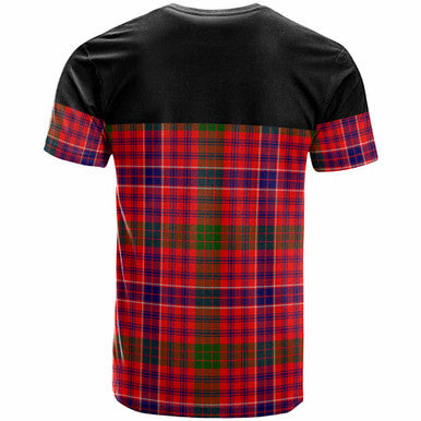 Scottish MacRae Clan Crest Tartan T-Shirt - Horizontal Style Back Side Tartan Plaid
