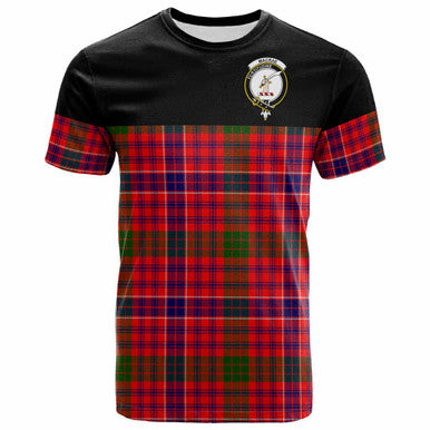 Scottish MacRae Clan Crest Tartan T-Shirt - Horizontal Style Front Side Tartan Plaid