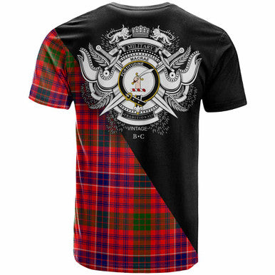 Scottish MacRae Clan Crest Tartan T-Shirt - Military Logo Back Side Tartan Plaid