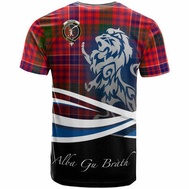 Scottish MacRae Clan Crest Tartan T-Shirt - Scotland Lion Back Side Tartan Plaid