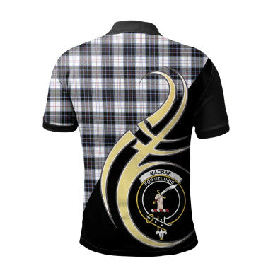 Scottish MacRae Dress Modern Clan Crest Tartan Polo Shirt Believe in Me Back Side Tartan Plaid