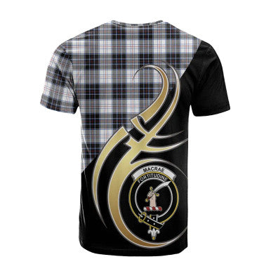 Scottish MacRae Dress Modern Clan Crest Tartan T-Shirt Believe in Me Back Side Tartan Plaid
