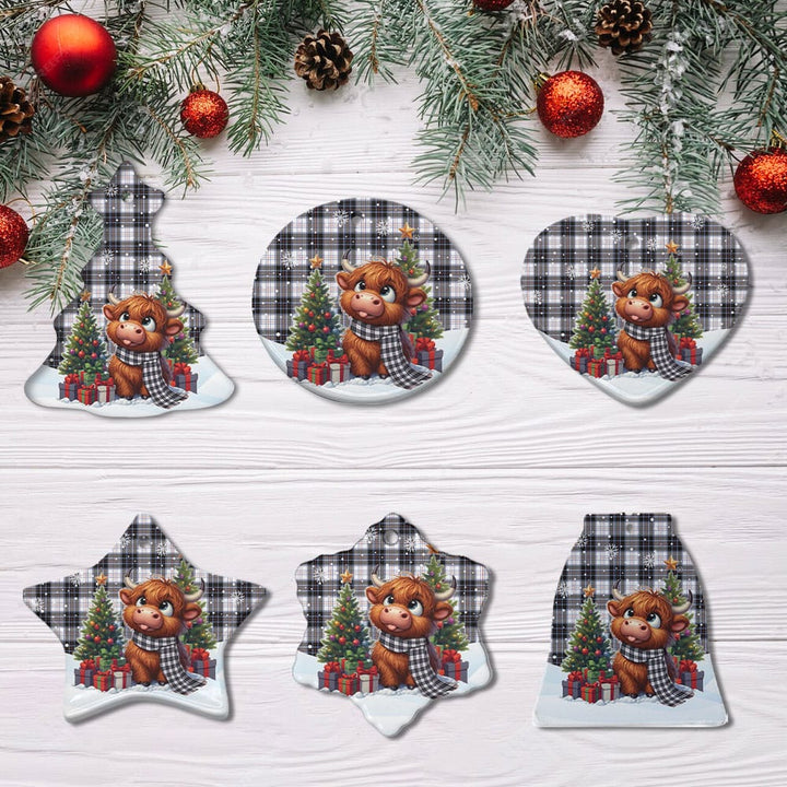 Scottish MacRae Dress Modern Clan Tartan Ceramic Ornament Cute Highland Cow Christmas All Style Tartan Plaid