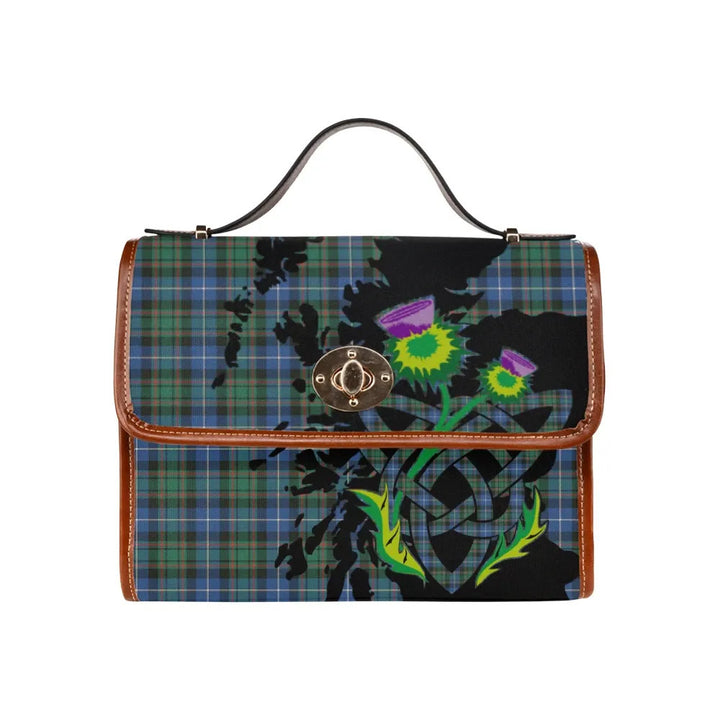 Scottish MacRae Hunting Ancient Clan Tartan Waterproof Canvas Bag With Thistle Tartan Plaid 1