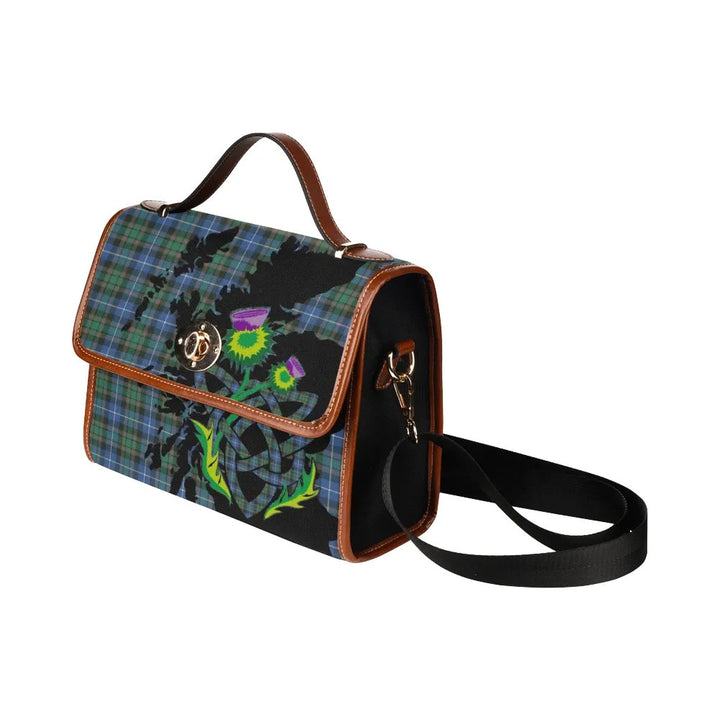 Scottish MacRae Hunting Ancient Clan Tartan Waterproof Canvas Bag With Thistle Tartan Plaid 4