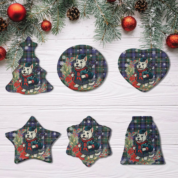 Scottish MacRae Hunting Modern Clan Tartan Ceramic Ornament Cute Scottish Terrier Dog All Style Tartan Plaid