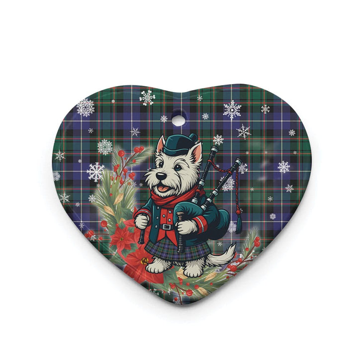 Scottish MacRae Hunting Modern Clan Tartan Ceramic Ornament Cute Scottish Terrier Dog Heart Style Tartan Plaid