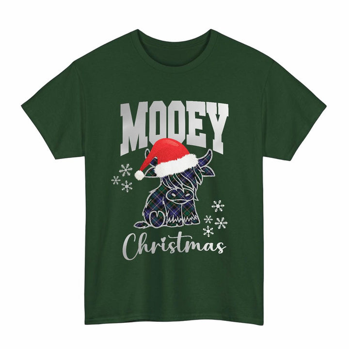 Scottish MacRae Hunting Modern Clan Tartan T-Shirt - Mooey Christmas Tartan Plaid Forest Green Color