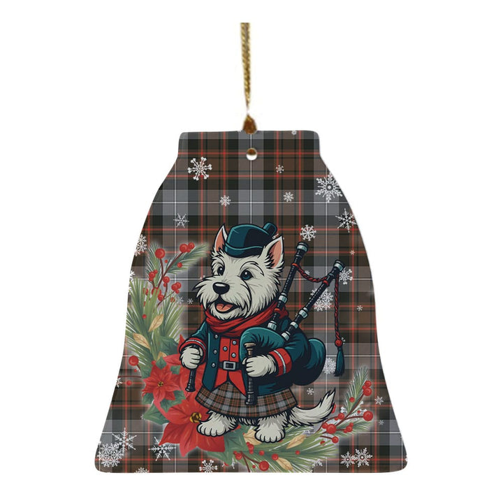 Scottish MacRae Hunting Weathered Clan Tartan Ceramic Ornament Cute Scottish Terrier Dog Bell Style Tartan Plaid