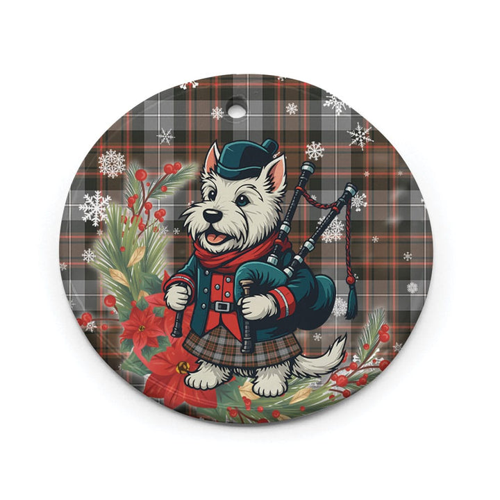 Scottish MacRae Hunting Weathered Clan Tartan Ceramic Ornament Cute Scottish Terrier Dog Circle Style Tartan Plaid