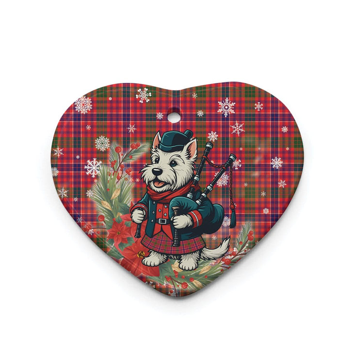 Scottish MacRae Modern Clan Tartan Ceramic Ornament Cute Scottish Terrier Dog Heart Style Tartan Plaid