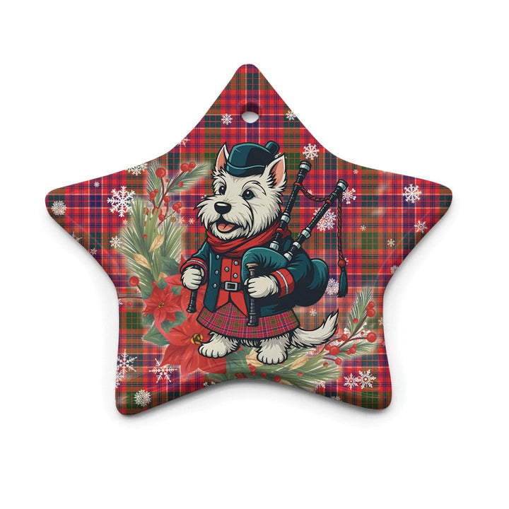 Scottish MacRae Modern Clan Tartan Ceramic Ornament Cute Scottish Terrier Dog Star Style Tartan Plaid