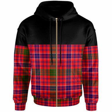 Scottish MacRae Modern Clan Tartan Hoodie - Horizontal Style Zip Tartan Plaid