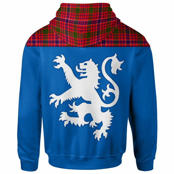 Scottish MacRae Modern Clan Tartan Hoodie - Lion Rampant of Scotland With Flag back Side Tartan Plaid