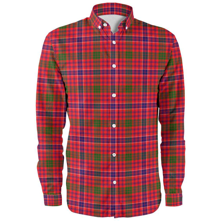 Scottish MacRae Modern Clan Tartan Long Sleeve Shirt Front Side Tartan Plaid