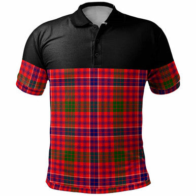 Scottish MacRae Modern Clan Tartan Polo Shirt - Horizontal Style Front Side Tartan Plaid