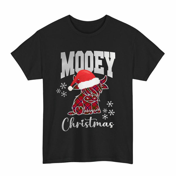 Scottish MacRae Modern Clan Tartan T-Shirt - Mooey Christmas Tartan Plaid Black Color