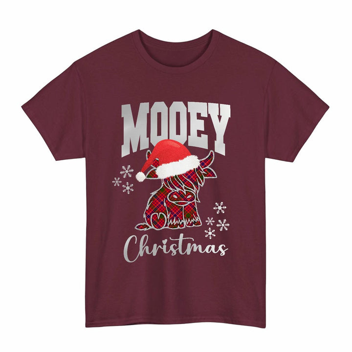 Scottish MacRae Modern Clan Tartan T-Shirt - Mooey Christmas Tartan Plaid Maroon Color