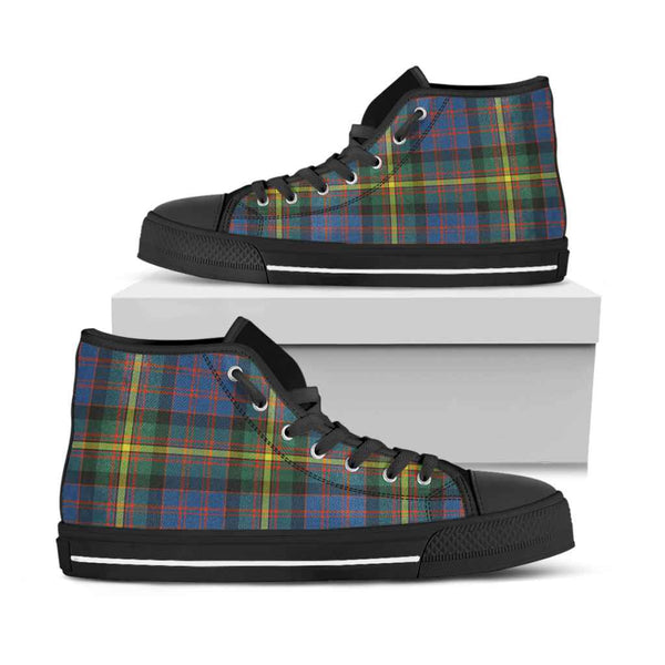 Scottish MacSporran Ancient Clan Tartan High Top Shoes Black Sole Tartan Plaid