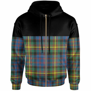 Scottish MacSporran Ancient Clan Tartan Hoodie - Horizontal Style Zip Tartan Plaid