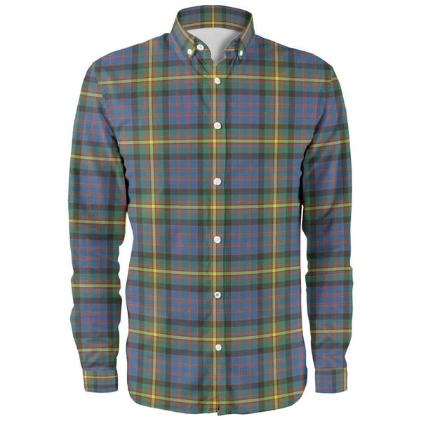 Scottish MacSporran Ancient Clan Tartan Long Sleeve Shirt Front Side Tartan Plaid
