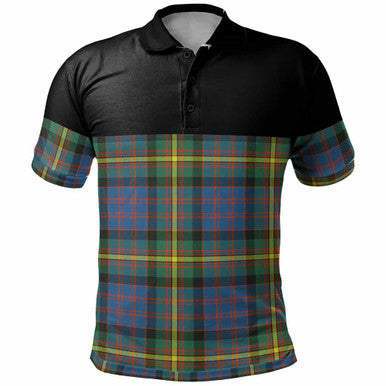 Scottish MacSporran Ancient Clan Tartan Polo Shirt - Horizontal Style Front Side Tartan Plaid