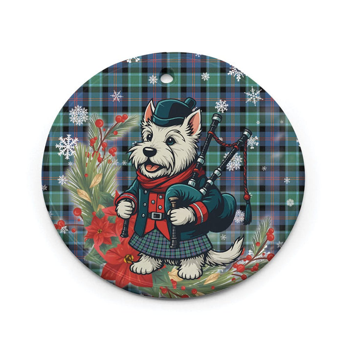 Scottish MacTaggart Ancient Clan Tartan Ceramic Ornament Cute Scottish Terrier Dog Circle Style Tartan Plaid