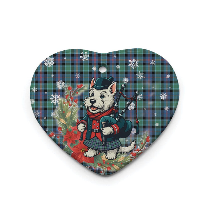Scottish MacTaggart Ancient Clan Tartan Ceramic Ornament Cute Scottish Terrier Dog Heart Style Tartan Plaid
