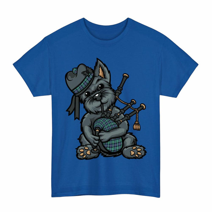 Scottish MacTaggart Ancient Clan Tartan Terrier Bagpipes T-Shirt Tartan Plaid Royal Color