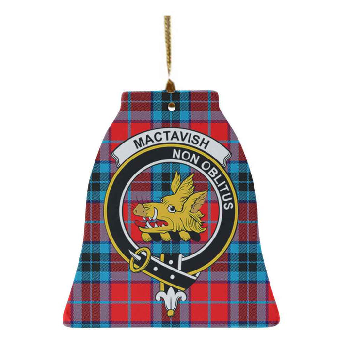 Scottish MacTavish Clan Crest Tartan Ceramic Ornament Bell Shape Tartan Plaid