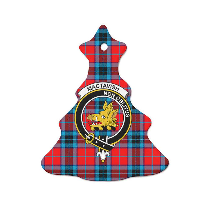 Scottish MacTavish Clan Crest Tartan Ceramic Ornament Tree Shape Tartan Plaid