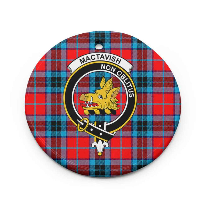Scottish MacTavish Clan Crest Tartan Ceramic Ornament Circle Shape Tartan Plaid