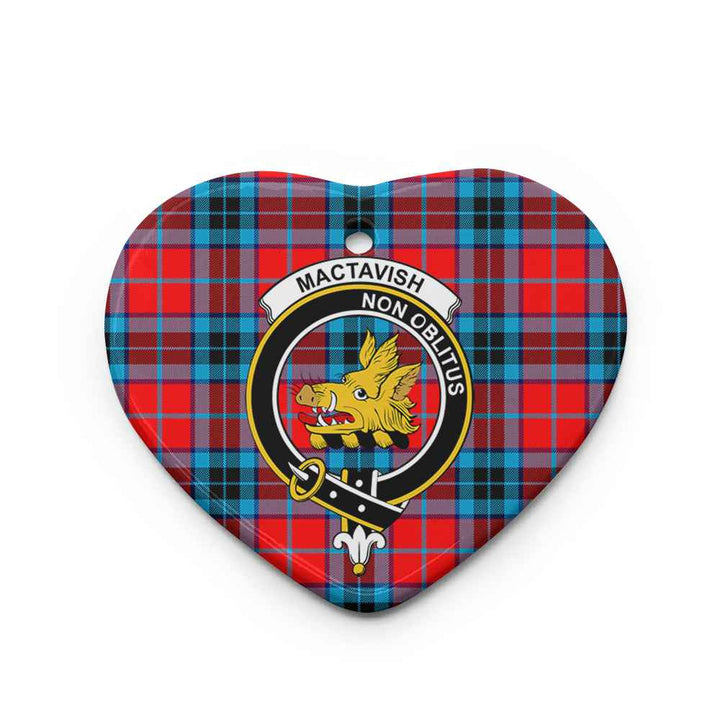 Scottish MacTavish Clan Crest Tartan Ceramic Ornament Heart Shape Tartan Plaid