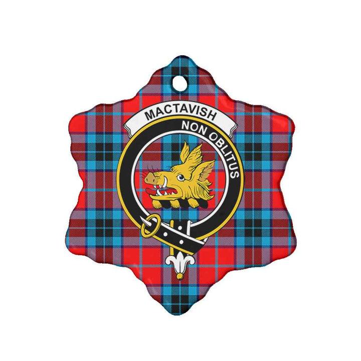 Scottish MacTavish Clan Crest Tartan Ceramic Ornament Snow Flake Shape Tartan Plaid