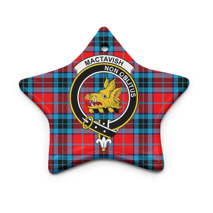 Scottish MacTavish Clan Crest Tartan Ceramic Ornament Star Shape Tartan Plaid