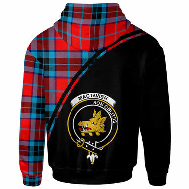 Scottish MacTavish Clan Crest Tartan Curve Hoodie Back Side Tartan Plaid