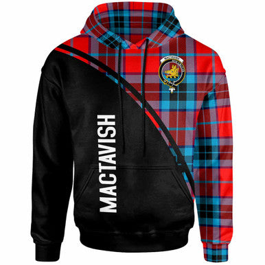 Scottish MacTavish Clan Crest Tartan Curve Hoodie Front Side Tartan Plaid