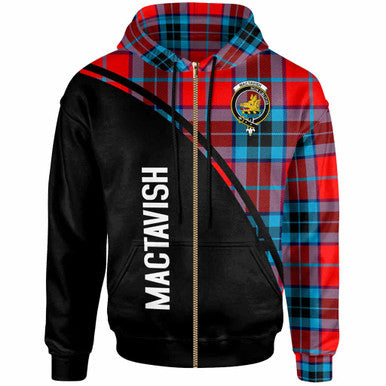 Scottish MacTavish Clan Crest Tartan Curve Hoodie Zip-up Tartan Plaid