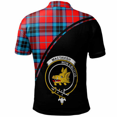 Scottish MacTavish Clan Crest Tartan Curve Polo Shirt Back Side Tartan Plaid
